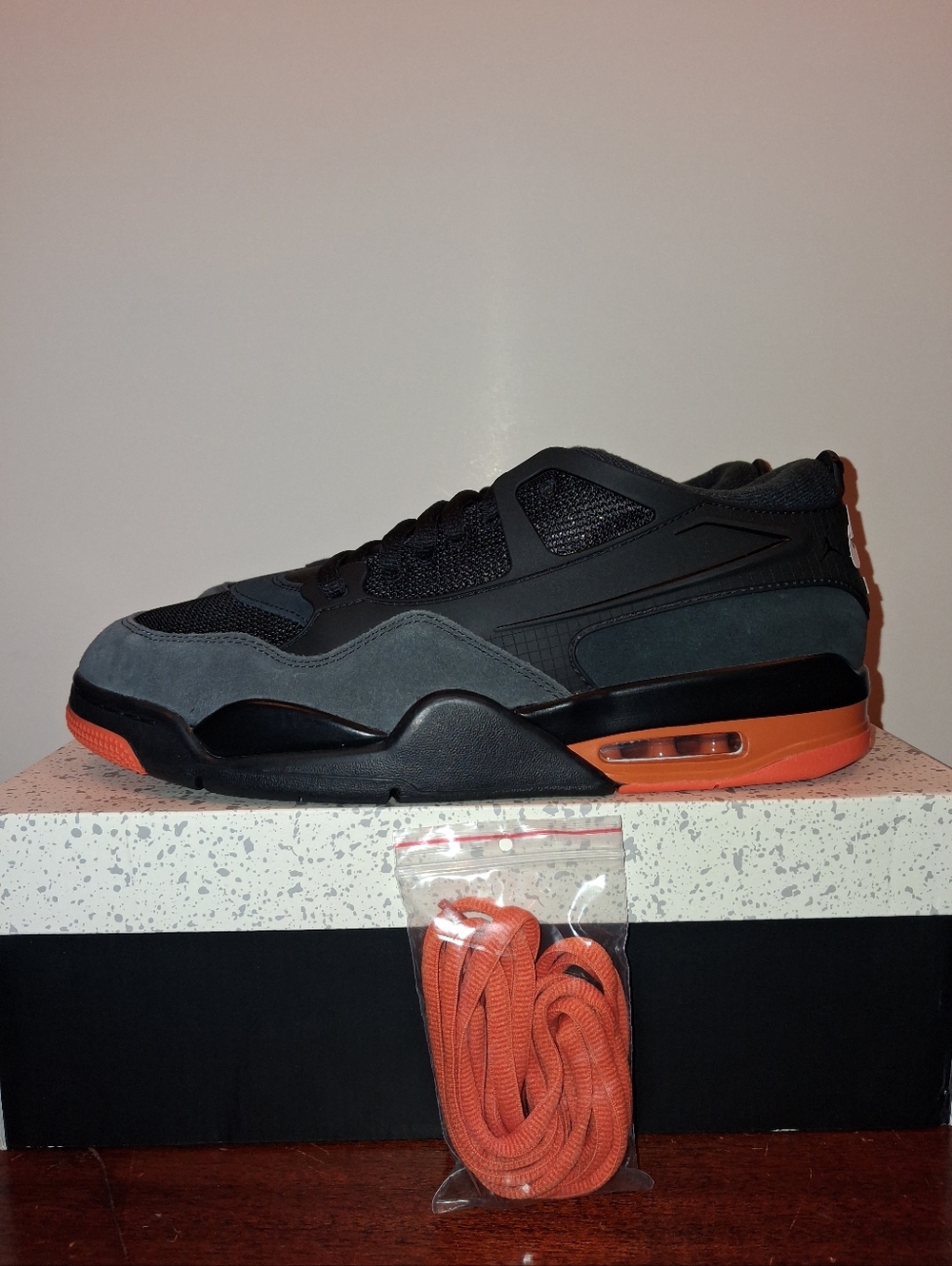 SIZE 12M - NIKE AIR JORDAN 4 RM , BLACK/ STRAFISH. BRAND NEW WITH BOX.